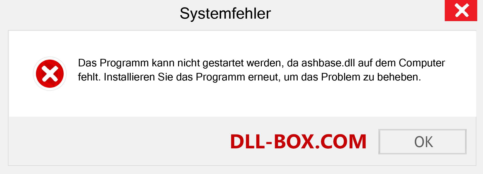 ashbase.dll-Datei fehlt?. Download für Windows 7, 8, 10 - Fix ashbase dll Missing Error unter Windows, Fotos, Bildern