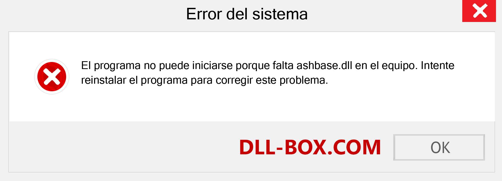 ¿Falta el archivo ashbase.dll ?. Descargar para Windows 7, 8, 10 - Corregir ashbase dll Missing Error en Windows, fotos, imágenes